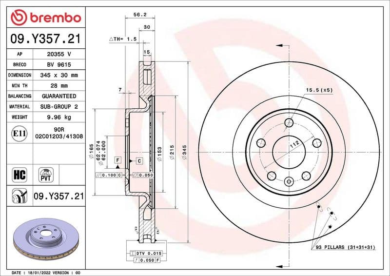 Brake Disc PRIME LINE - UV Coated 09.Y357.21