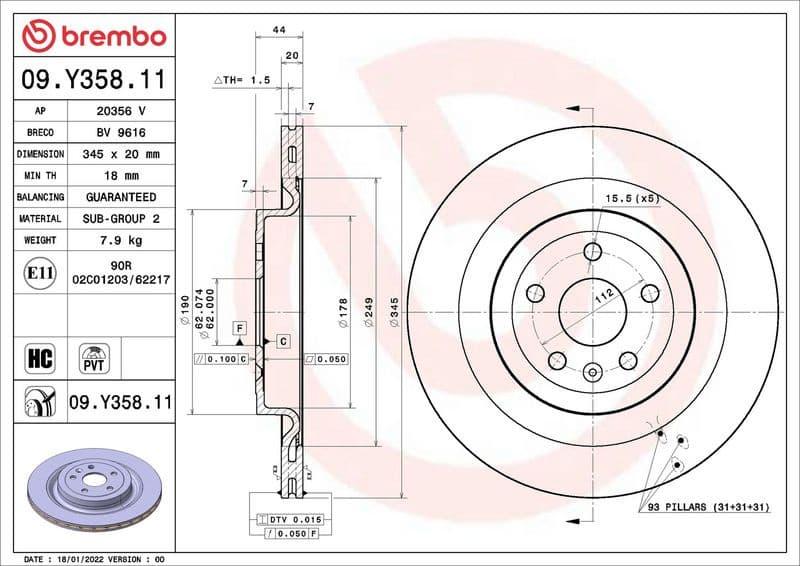 Brake Disc PRIME LINE - UV Coated 09.Y358.11
