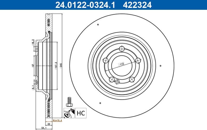 Brake disc, 1pcs REAR, Top Quality 24.0122-0324.1