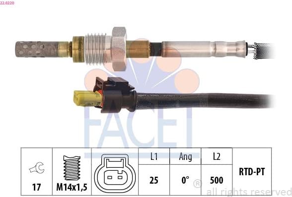 Sensor, exhaust gas temperature Made in Italy - OE Equivalent 22.0220