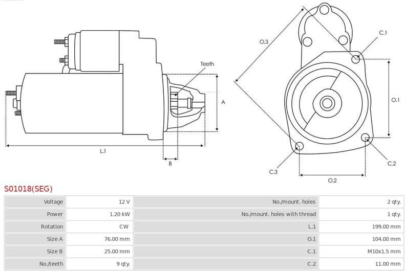 Starter SEG Automotive S01018(SEG) - image 5