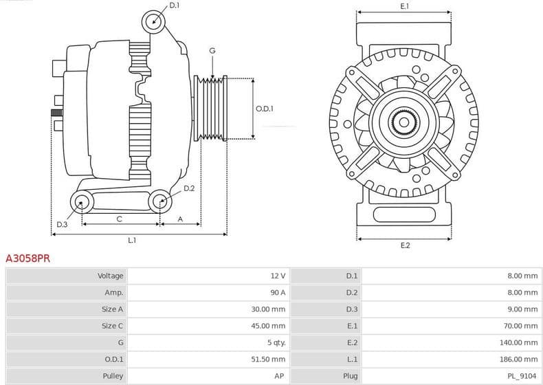 Alternator Remanufactured AS A3058PR - image 5