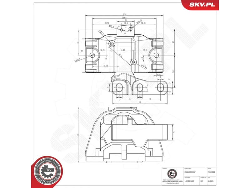 Mounting, engine 75SKV228