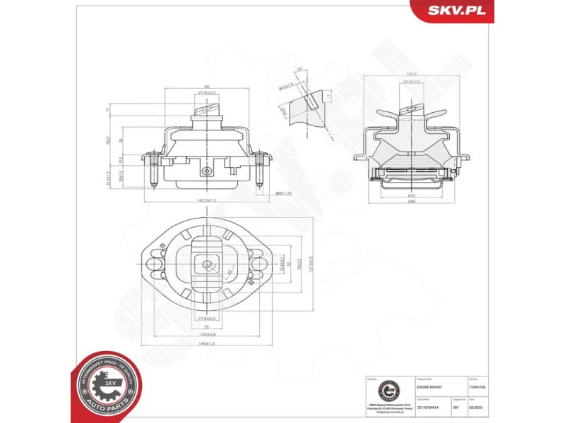 Mounting, engine 75SKV126