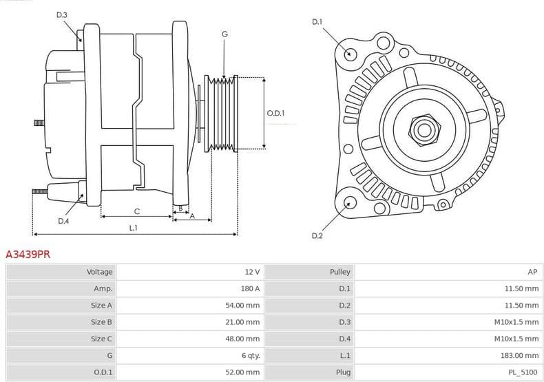 Alternator Remanufactured AS A3439PR - image 5