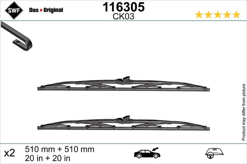 Wiper Blade DAS ORIGINAL SET 116305