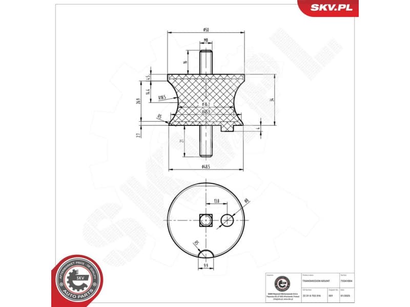 Mounting, automatic transmission 75SKV804