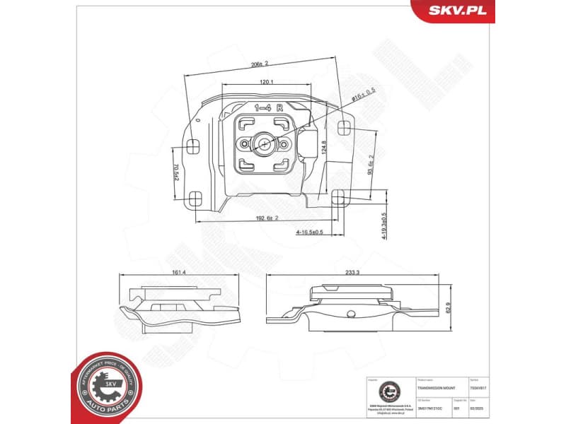 Mounting, automatic transmission 75SKV817