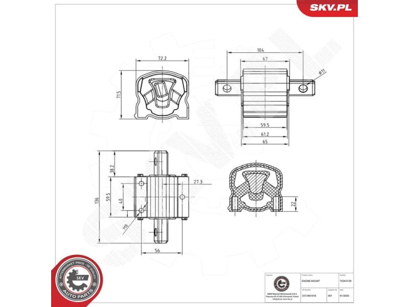 Mounting, engine 75SKV129