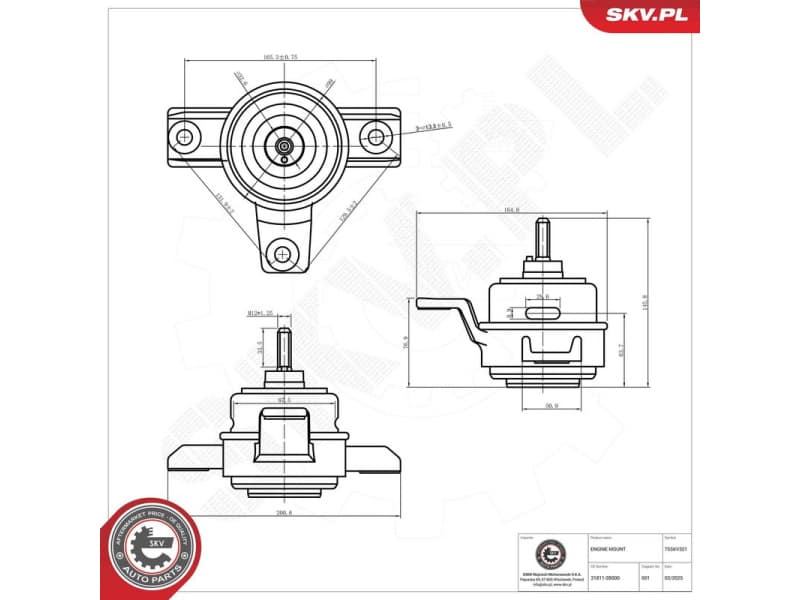 Mounting, engine 75SKV321