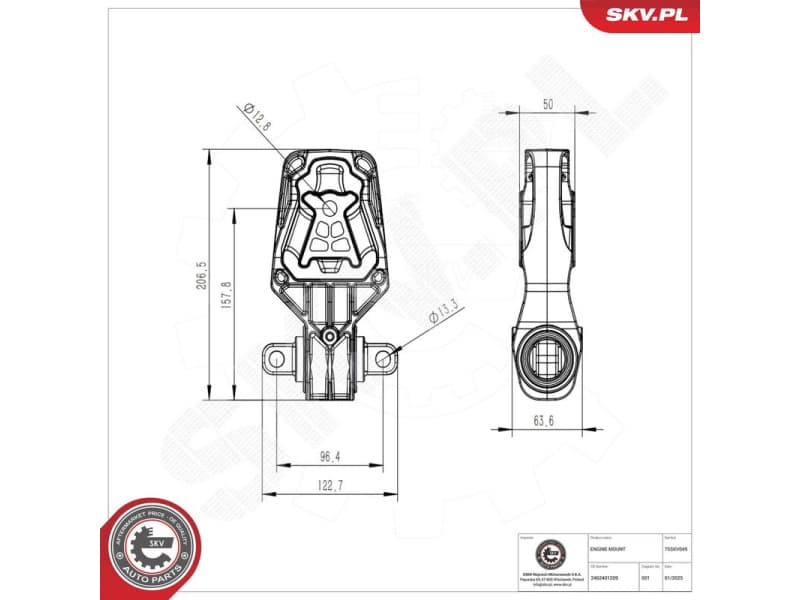 Mounting, engine 75SKV049