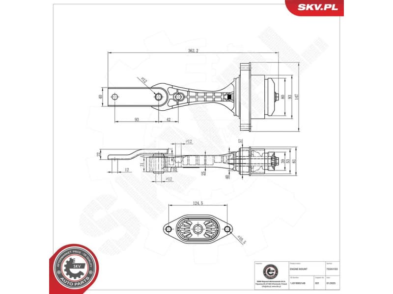 Mounting, engine 75SKV103