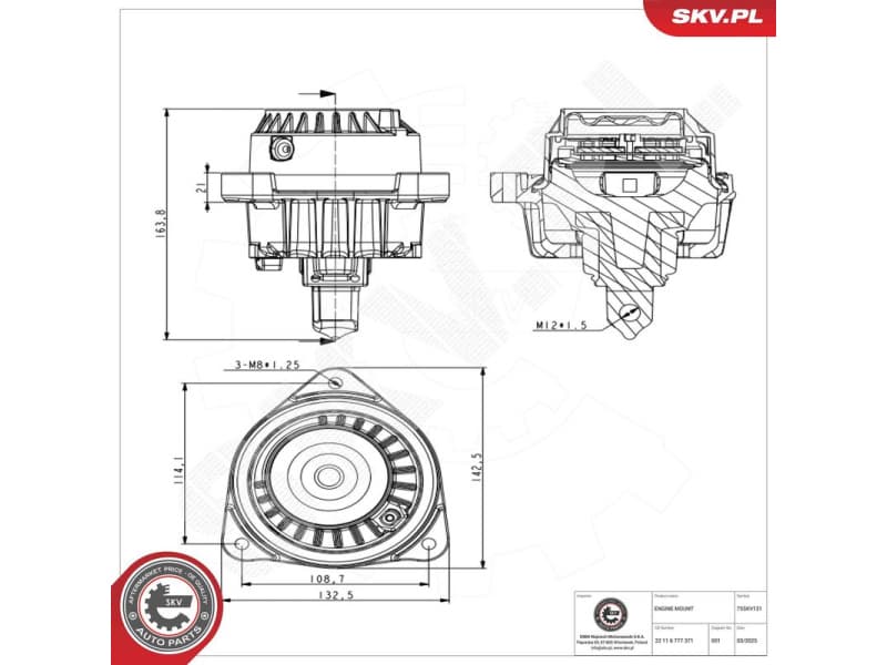 Mounting, engine 75SKV131