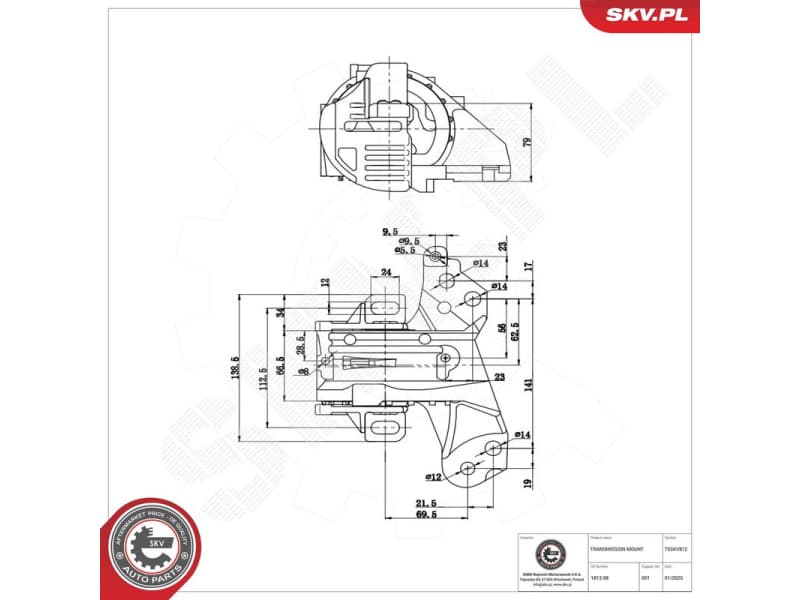 Mounting, automatic transmission 75SKV812