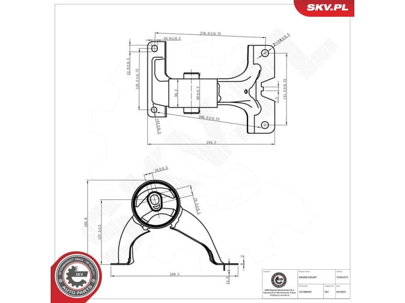 Mounting, engine 75SKV273