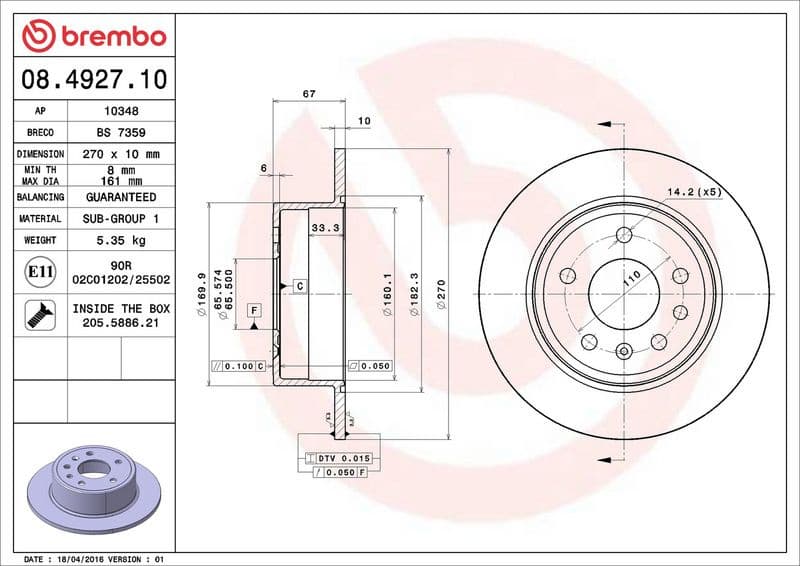 Brake Disc PRIME LINE 08.4927.10