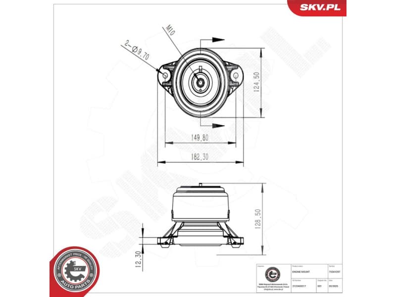 Mounting, engine 75SKV297