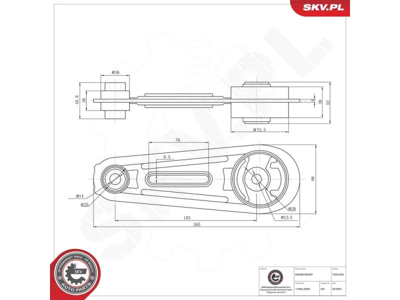Mounting, engine 75SKV236