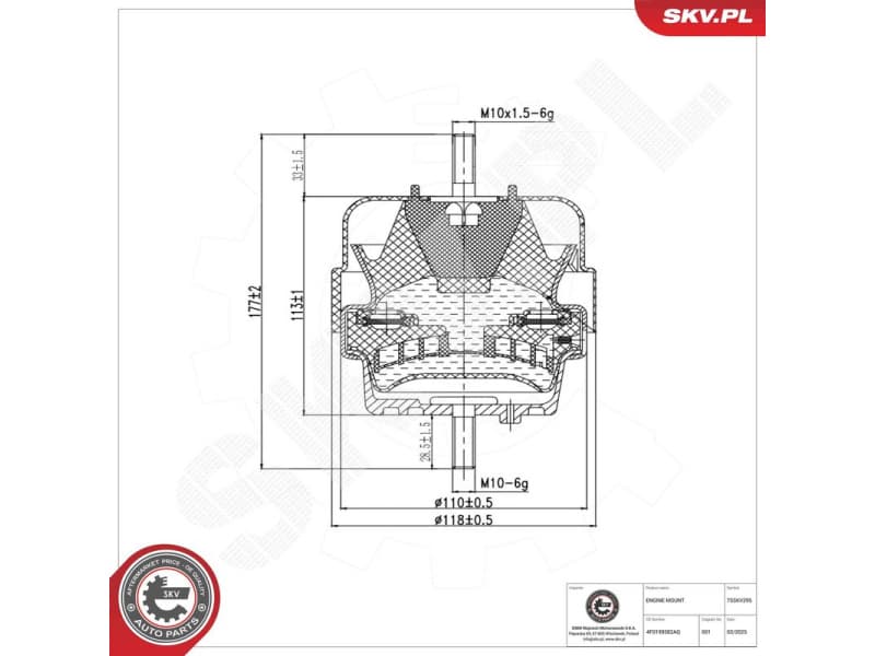 Mounting, engine 75SKV295