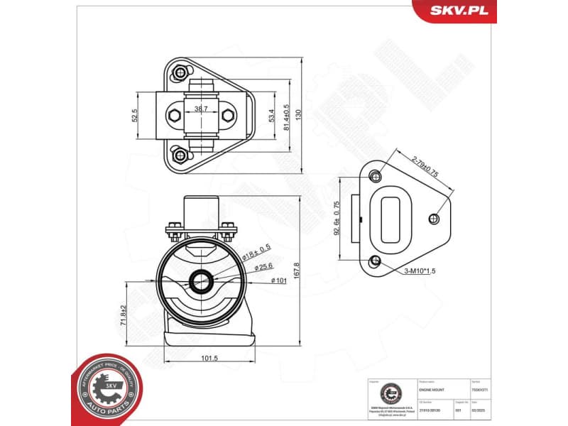 Mounting, engine 75SKV271