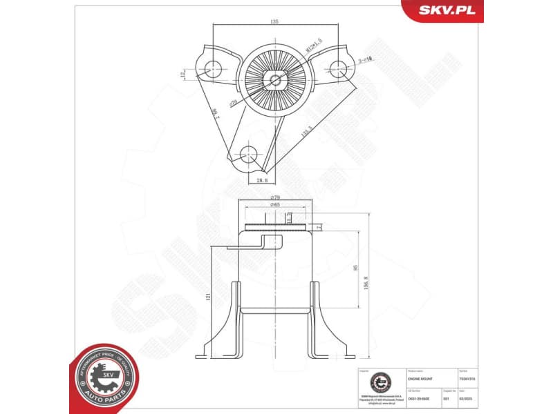 Mounting, engine 75SKV316