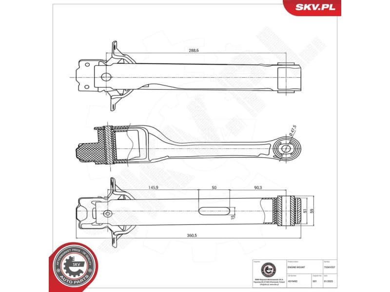 Mounting, engine 75SKV337
