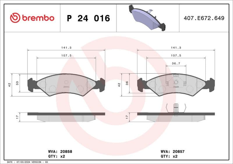 Brake Pad Set, disc brake PRIME LINE P 24 016