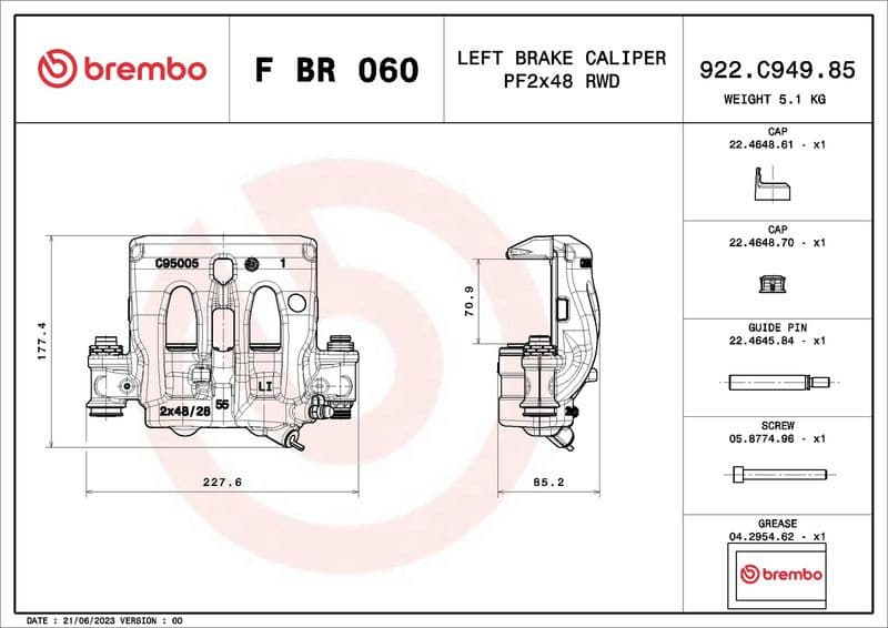 Brake Caliper PRIME LINE FBR060 - image 2