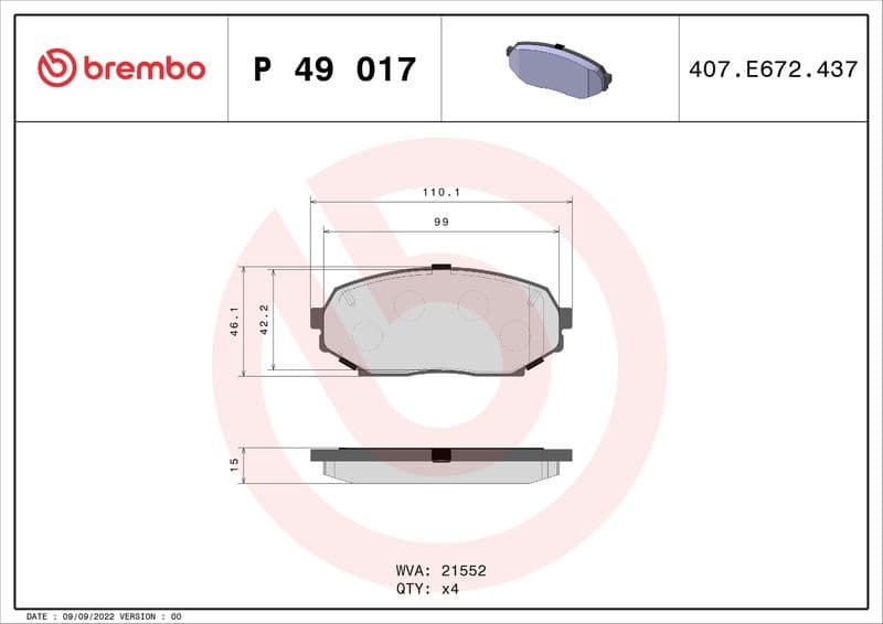 Brake Pad Set, disc brake PRIME LINE P 49 017