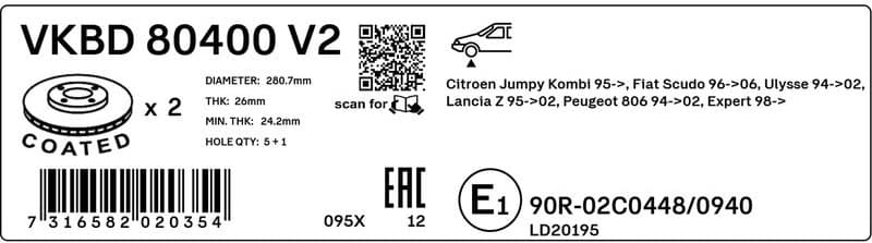 Brake Disc VKBD 80400 V2