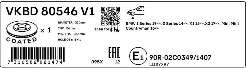 Brake Disc VKBD 80546 V1 - image 3