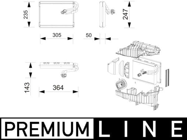 Evaporator, air conditioning BEHR *** PREMIUM LINE *** AE269000P