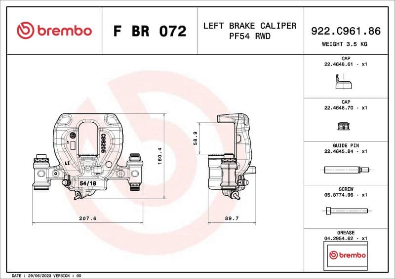 Brake Caliper PRIME LINE F BR 072 - image 2