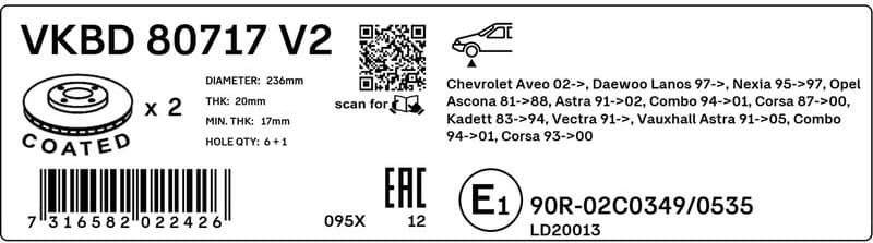 Brake Disc VKBD 80717 V2 - image 3