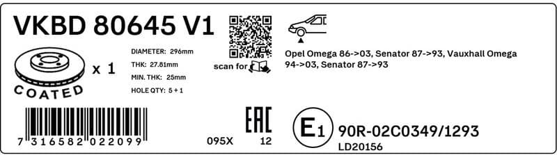 Brake Disc VKBD 80645 V1 - image 3