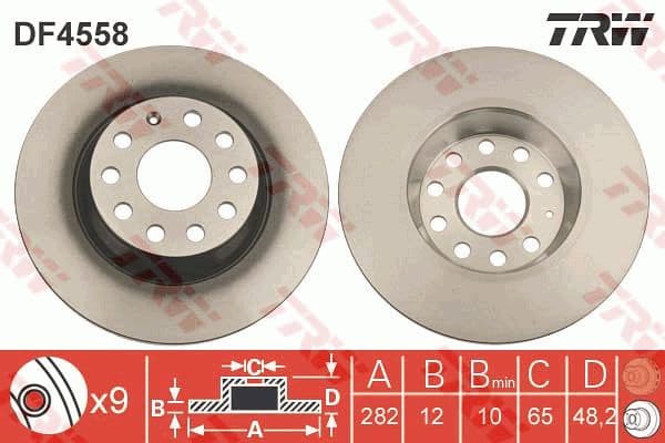 Brake discs kit rear, (2pcs), Top Quality DF4558