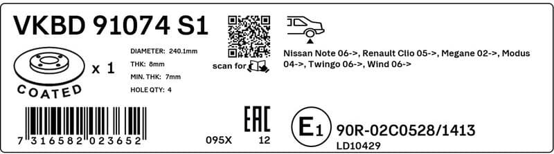 Brake Disc VKBD 91074 S1 - image 3