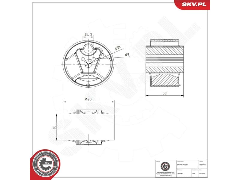 Mounting, engine 75SKV342