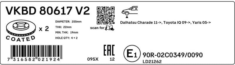 Brake Disc VKBD 80617 V2