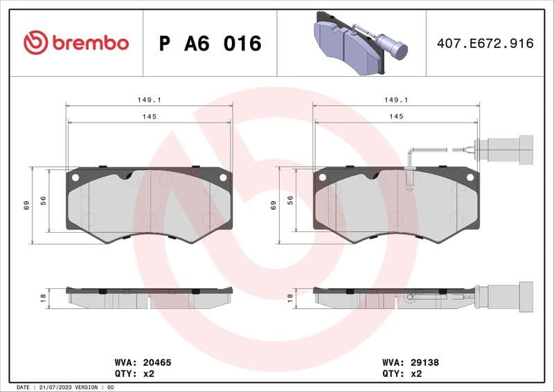 Brake Pad Set, disc brake PRIME LINE P A6 016