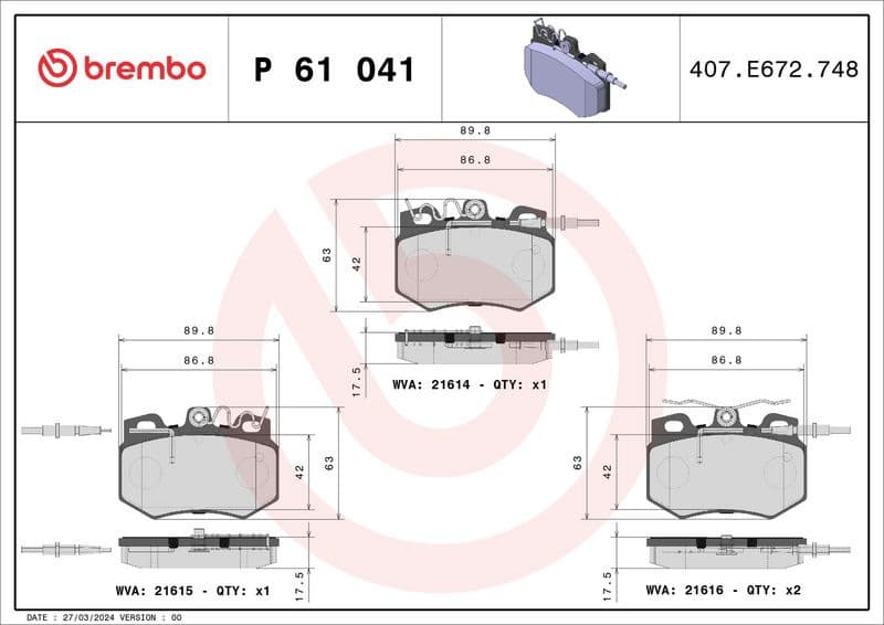 Brake Pad Set, disc brake PRIME LINE P 61 041