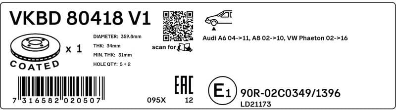 Brake Disc VKBD 80418 V1 - image 2