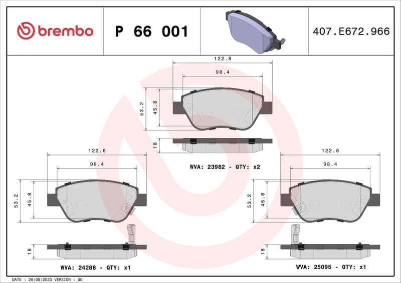 Brake Pad Set, disc brake PRIME LINE P 66 001