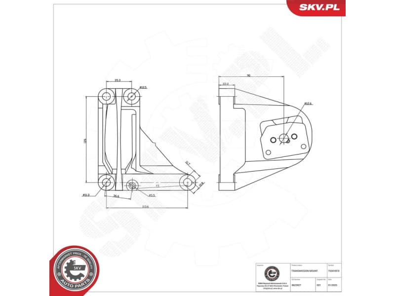 Mounting, automatic transmission 75SKV810