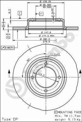 Brake Disc PRIME LINE 08.3965.20