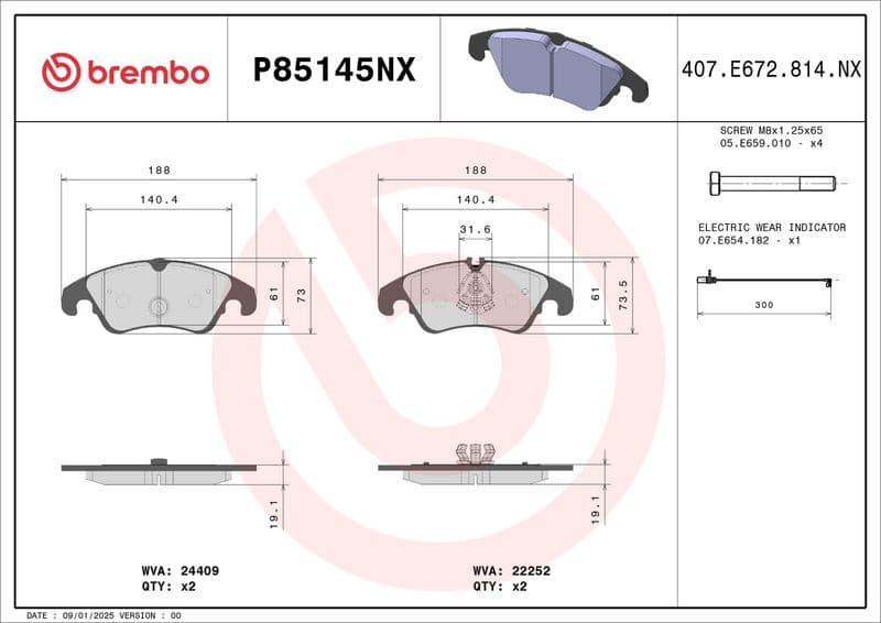 Brake Pad Set, disc brake XTRA LINE - Ceramic P 85 145NX