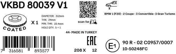 Brake Disc VKBD 80039 V1 - image 3