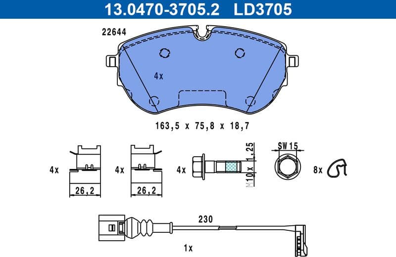 Brake Pad Set, disc brake ATE Ceramic 13.0470-3705.2