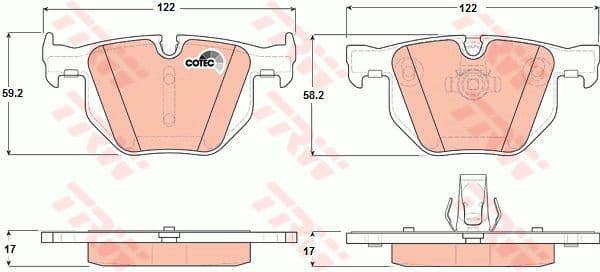 Brake pads rear, Top Quality GDB1727