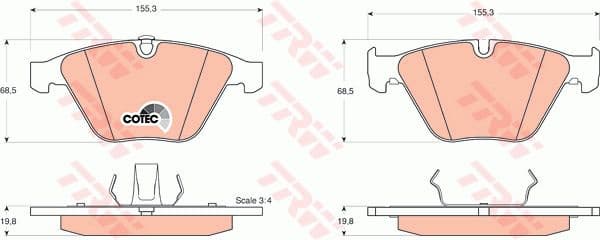 Brake pads front, Top Quality GDB1498